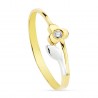 SORTIJA FLOR SATINADA ORO 1 PIEDRA