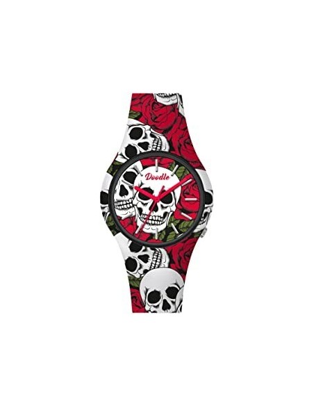 RELOJ DOODLE NEGRO CALAVERA42MM