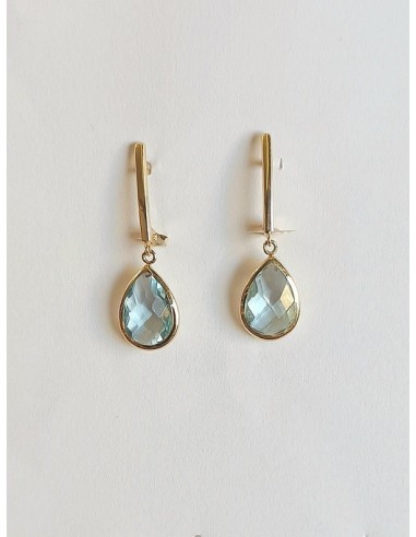 PENDIENTES ORO CON LÁGRIMA TOPACIO AGUAMARINA