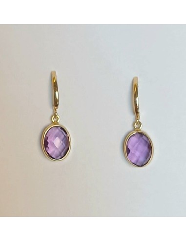PENDIENTES AMATISTA Y ORO OVAL 