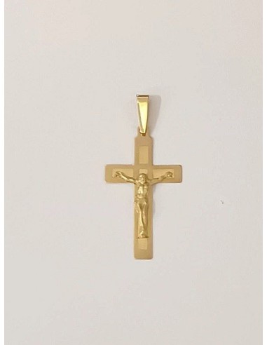 CRUZ ORO PLANA MATE Y BRILLO CON CRISTO