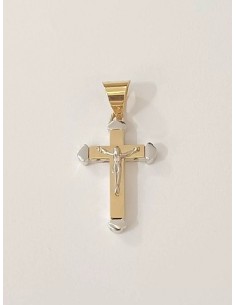 CRUZ ORO CUADRADA CRISTO BICOLOR 2