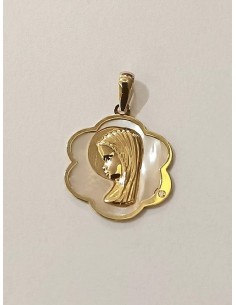 MEDALLA ORO VIRGEN NIÑA NÁCAR 2