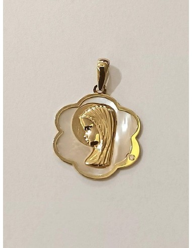 MEDALLA ORO VIRGEN NIÑA NÁCAR