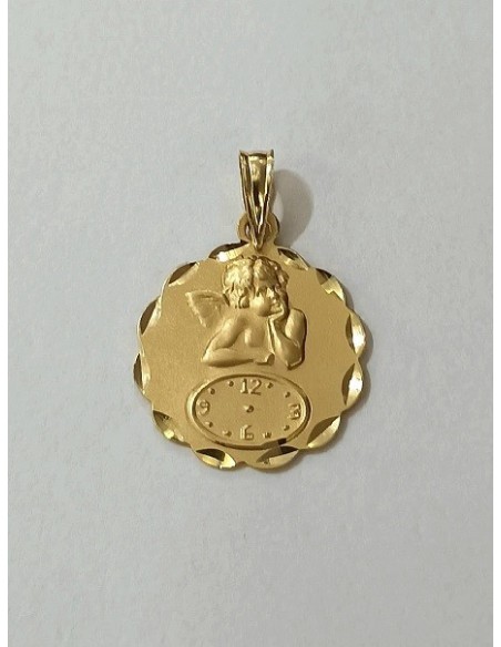 MEDALLA ANGEL DE LA GUARDA CON RELOJ