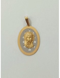 MEDALLA VIRGEN NIÑA ORO BICOLOR ESTRELLAS 2