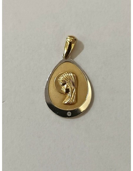 MEDALLA VIRGEN NIÑA ORO GOTA BICOLOR