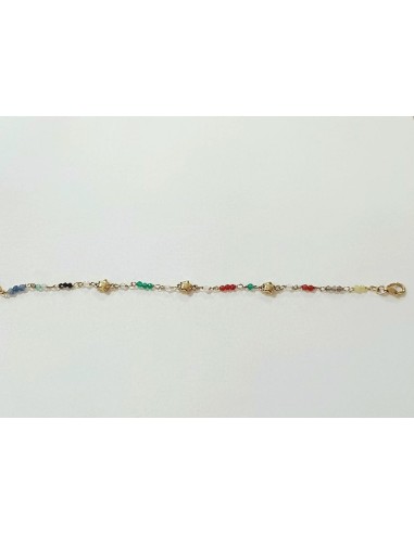 PULSERA ORO NIÑA CON PIEDRITAS DE COLORES Y ESTREL