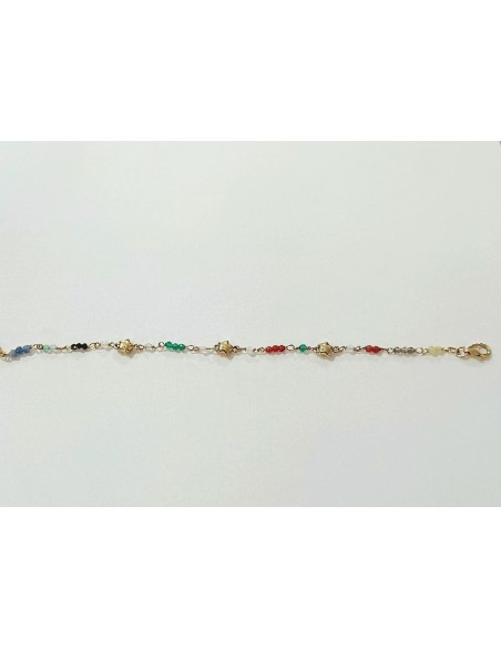 PULSERA ORO NIÑA CON PIEDRITAS DE COLORES Y ESTREL