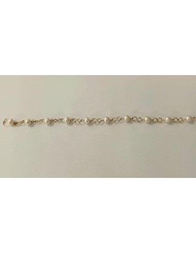 PULSERA ORO NIÑA COMUNION PERLA DOBLE ARO 
