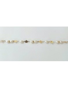 PULSERA ORO COMUNION CON FLOR Y PERLAS 2