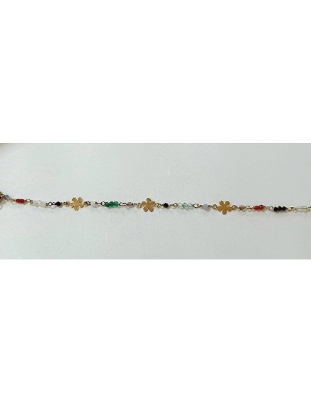 PULSERA NIÑA OR.AMARILLO CON PIEDRITAS DE COLORES