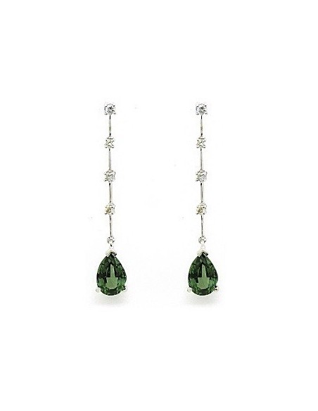 PENDIENTES ORO CON BRILLANTES Y TURMALINAS