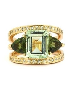 SORTIJA ORO TURMALINAS PRASIOLITAS Y BRILL 2