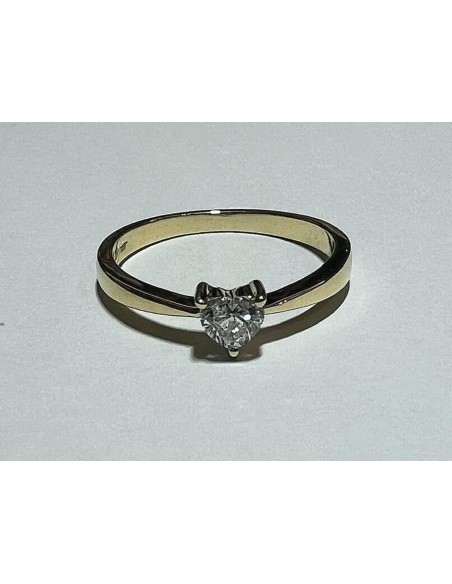 SOLITARIO ORO Y DIAMANTE CORAZON