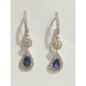 PENDIENTES ORO CON DIAMANTES Y GOTA ZAFIRO