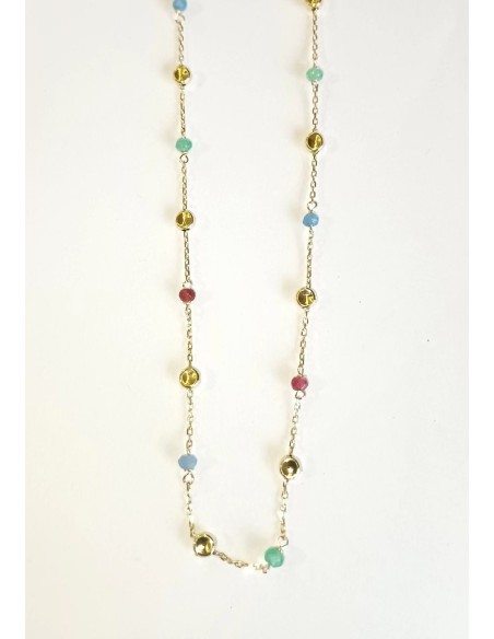 GARGANTILLA ORO CON PIEDRAS DE COLOR DE 42 CM