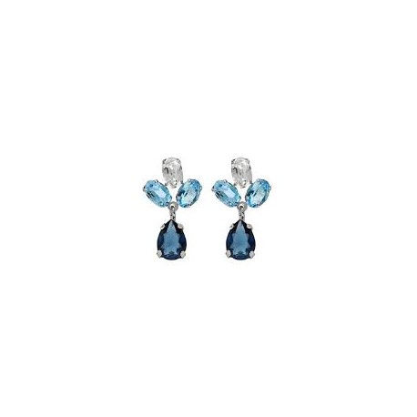 PENDIENTES PLATA FLOR LÁGRIMA DENIM BLUE