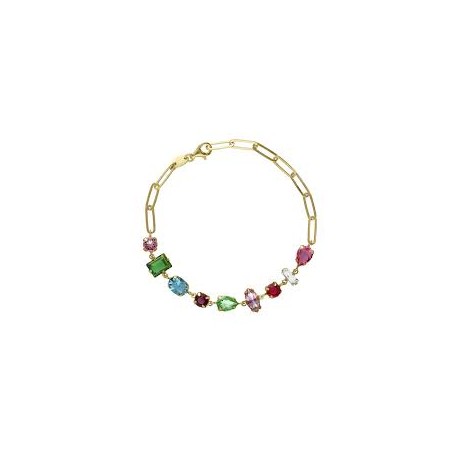 PULSERA PLATA CRISTALES MULTICOLOR