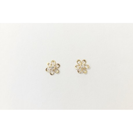 PENDIENTES ORO FLOR CON CIRCONITA