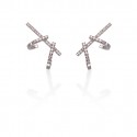 PENDIENTES ORO BLANCO Y BRILLANTES DOBLE DAGA