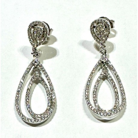 PENDIENTES ORO BLANCO Y BRILLANTES 