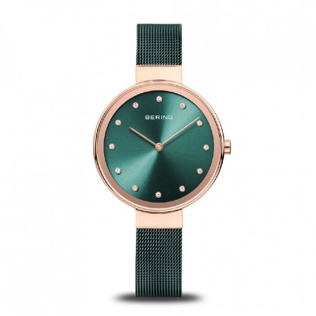 RELOJ BERING ESF. VERDE, MALLA MILANESA VERDE