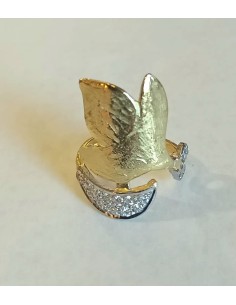 SORTIJA ORO Y BRILLANTES HOJAS 2