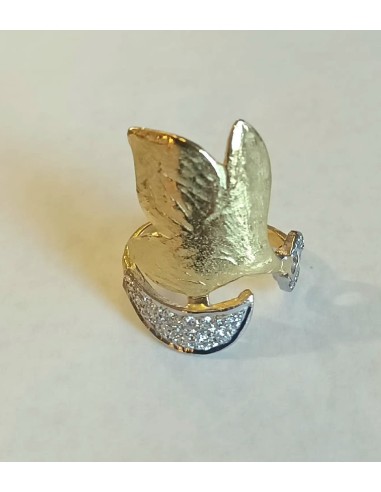SORTIJA ORO Y BRILLANTES HOJAS