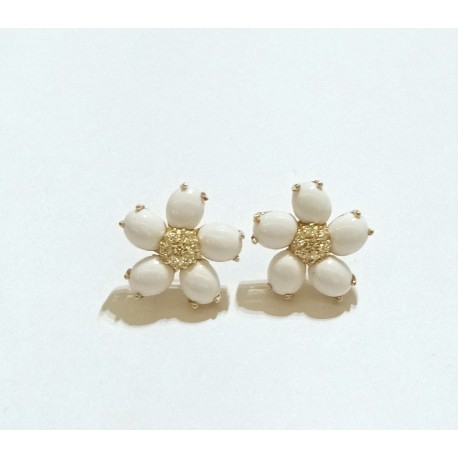 PENDIENTES ORO FLOR COGOLON Y BRILLANTES