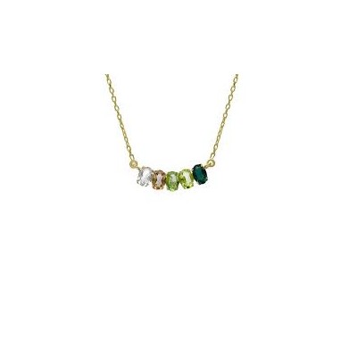 COLLAR PLATA CURVO OVAL EMERALD 