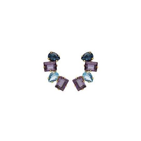 PENDIENTES PLATA CURVO CRISTALES