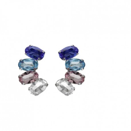 PENDIENTES V.CRUZ PLATA Y CRISTAL AZUL HARMONY