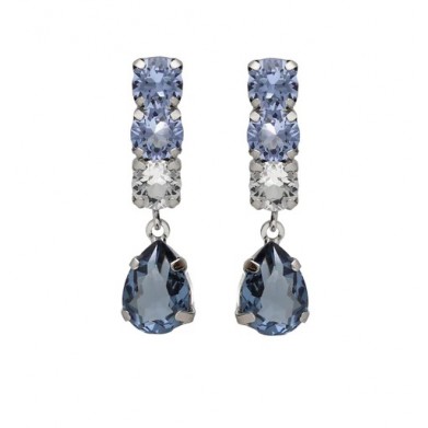 PENDIENTES LARGOS V.CRUZ CON LAGRIMA AZUL ILLUME