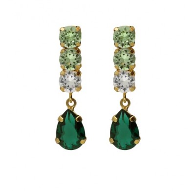 PENDIENTES V.CRUZ PLATA CON LAGRIMA VERDE ILLUME