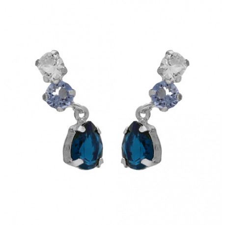 PENDIENTES V.CRUZ CORTO LAGRIMAS AZUL ILLUME