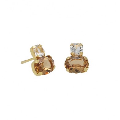 PENDIENTES V.CRUZ PLATA BOTON CRISTAL CHAMPAN