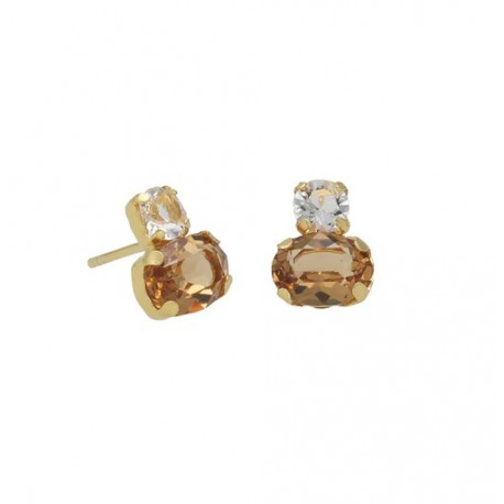 PENDIENTES V.CRUZ PLATA BOTON CRISTAL CHAMPAN