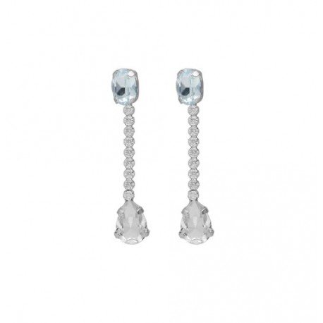 PENDIENTES V.CRUZ LARGOS CRISTAL AZUL Y BLANCO