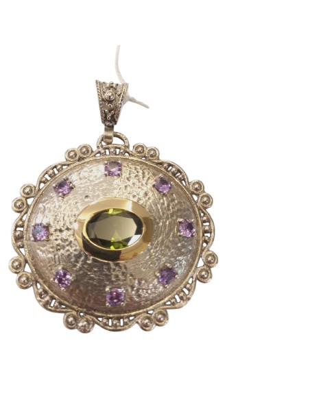 COLGANTE PLATA Y BRONCE CON PIEDRAS