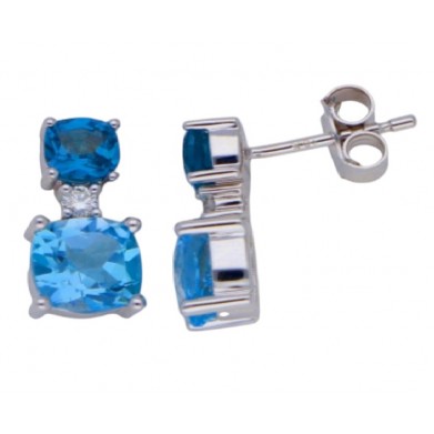 PENDIENTES ORO BCO Y TPACIO AGUAMARINA LONDON BLUE
