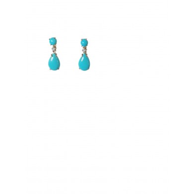 PENDIENTES ORO , BRILLANTES Y TURQUESA