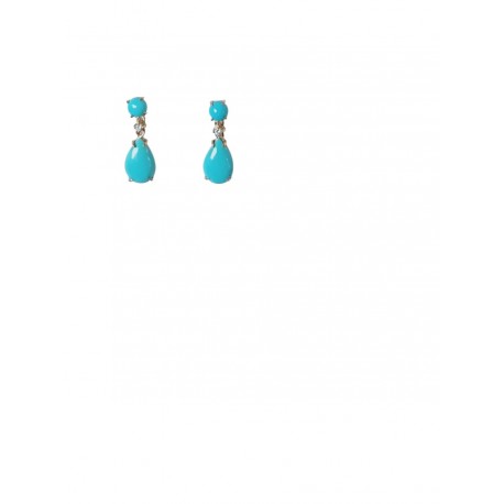 PENDIENTES ORO , BRILLANTES Y TURQUESA