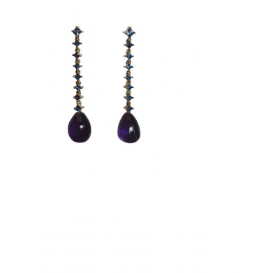 PENDIENTES ORO CON ZAFIRO Y AMATISTA