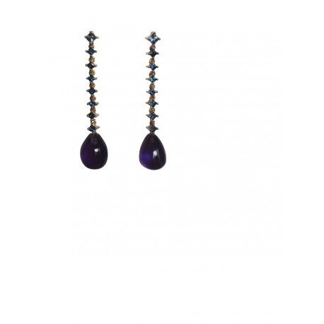 PENDIENTES ORO CON ZAFIRO Y AMATISTA