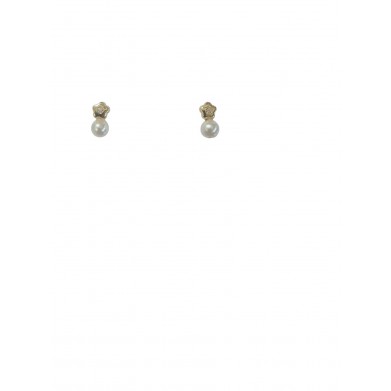 PENDIENTES ORO FLOR CON PERLA
