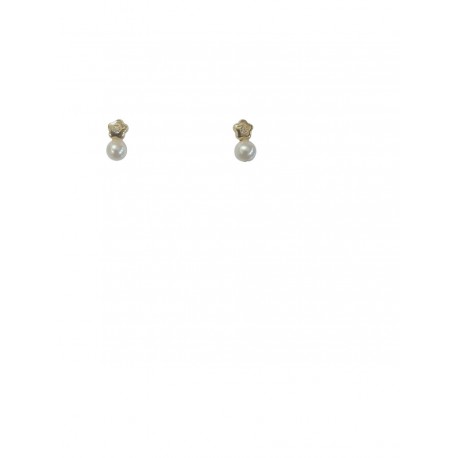 PENDIENTES ORO FLOR CON PERLA