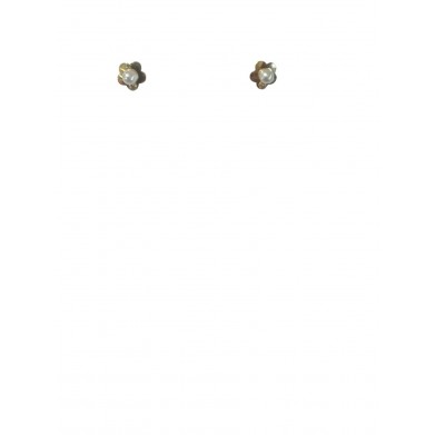 PENDIENTES TU Y YO PERLA 3MM CON FLORECITA
