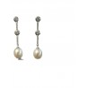 PENDIENTES ORO BLANCO PERLA Y CHATONES CIRCONITA