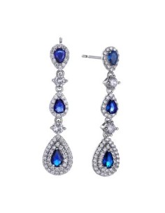 PENDIENTES SPOSATA GOTAS CIRCONITA  AZUL ZAFIRO